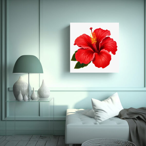 Cuadro Decorativo Arte Sublimado Tela Vision Flor Hibiscus Rojo