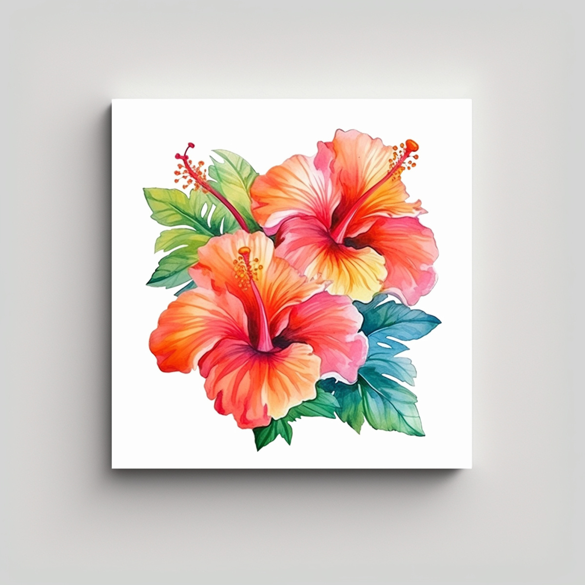 Clipart Acuarela De Hibiscus Expresión Luminosidad En Canva Decorativo