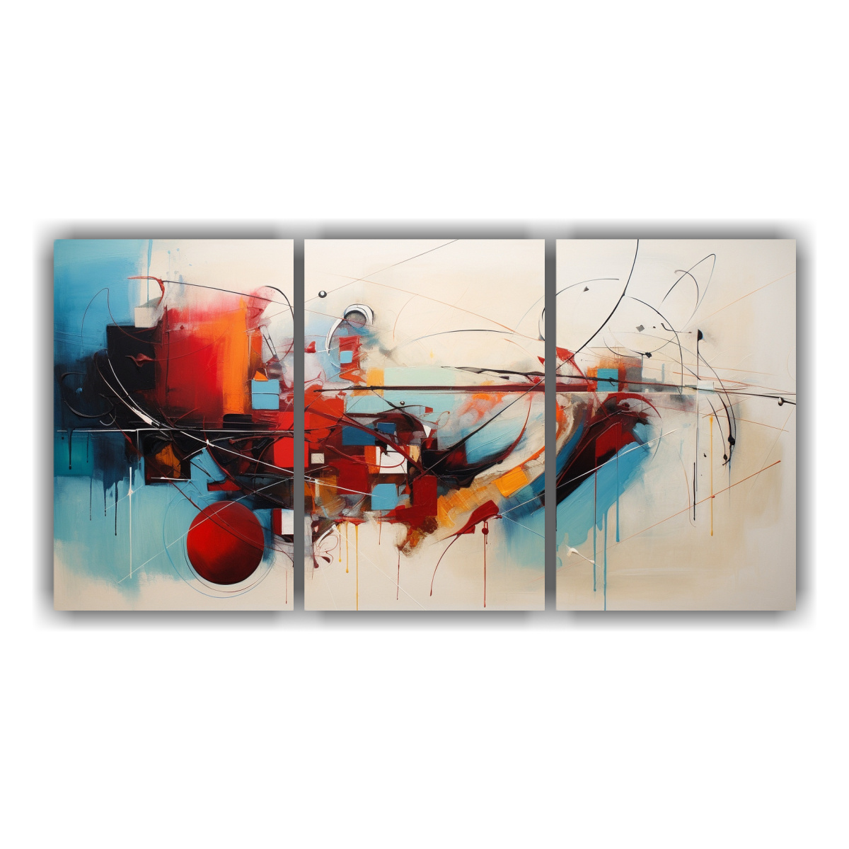 Conjunto De Cuadros Abstractos Con Composición Equilibrada DecoCuadros