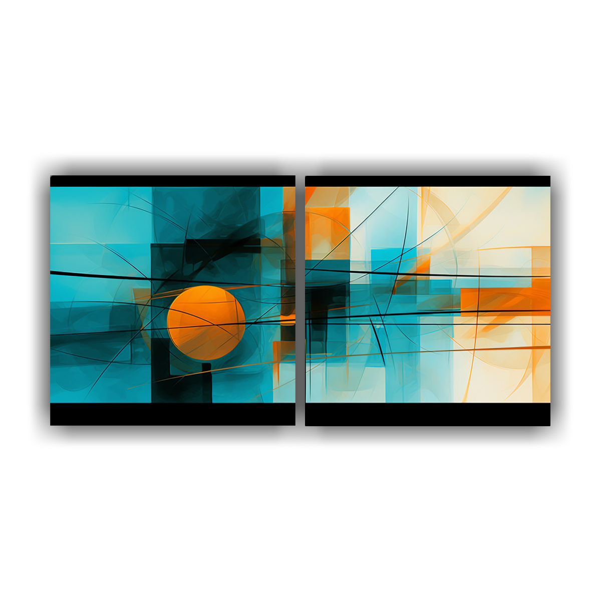 Cuadro Estilo Galería Regalo Pintura Abstracta Azul Y Naranja DecoCuadros