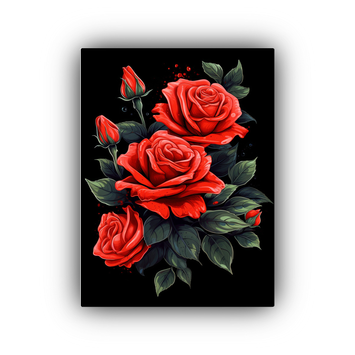 Cuadro Decorativo Con Ramo De Rosas Rojas Acuarela Decocuadros