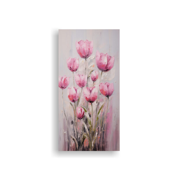 Cuadro De Pintura Arte Vanguardia Fantas A Tulipanes Rosas En Lienzo