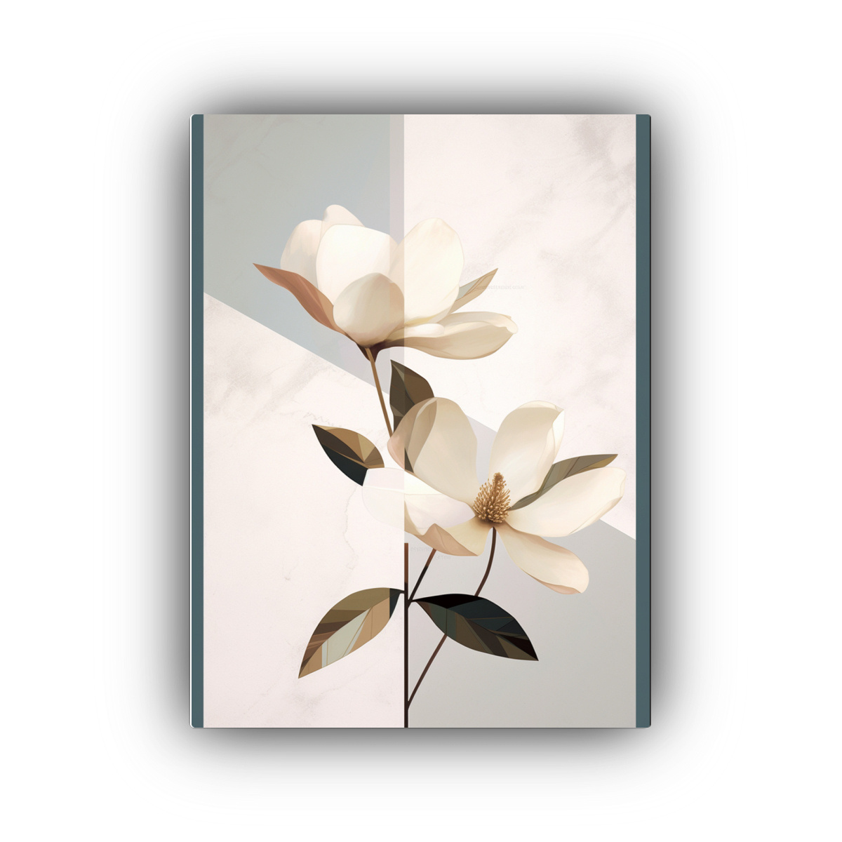 Cuadro De Arte De Pared Moderno Con Magnolias Abstractas Y Patrones Geom Tricos Decocuadros