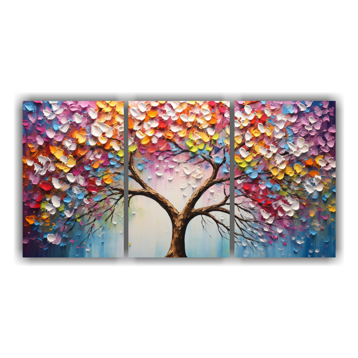 Pintura En Bastidor Con Movimiento Y Equilibrio En Colores Arco Ris Y