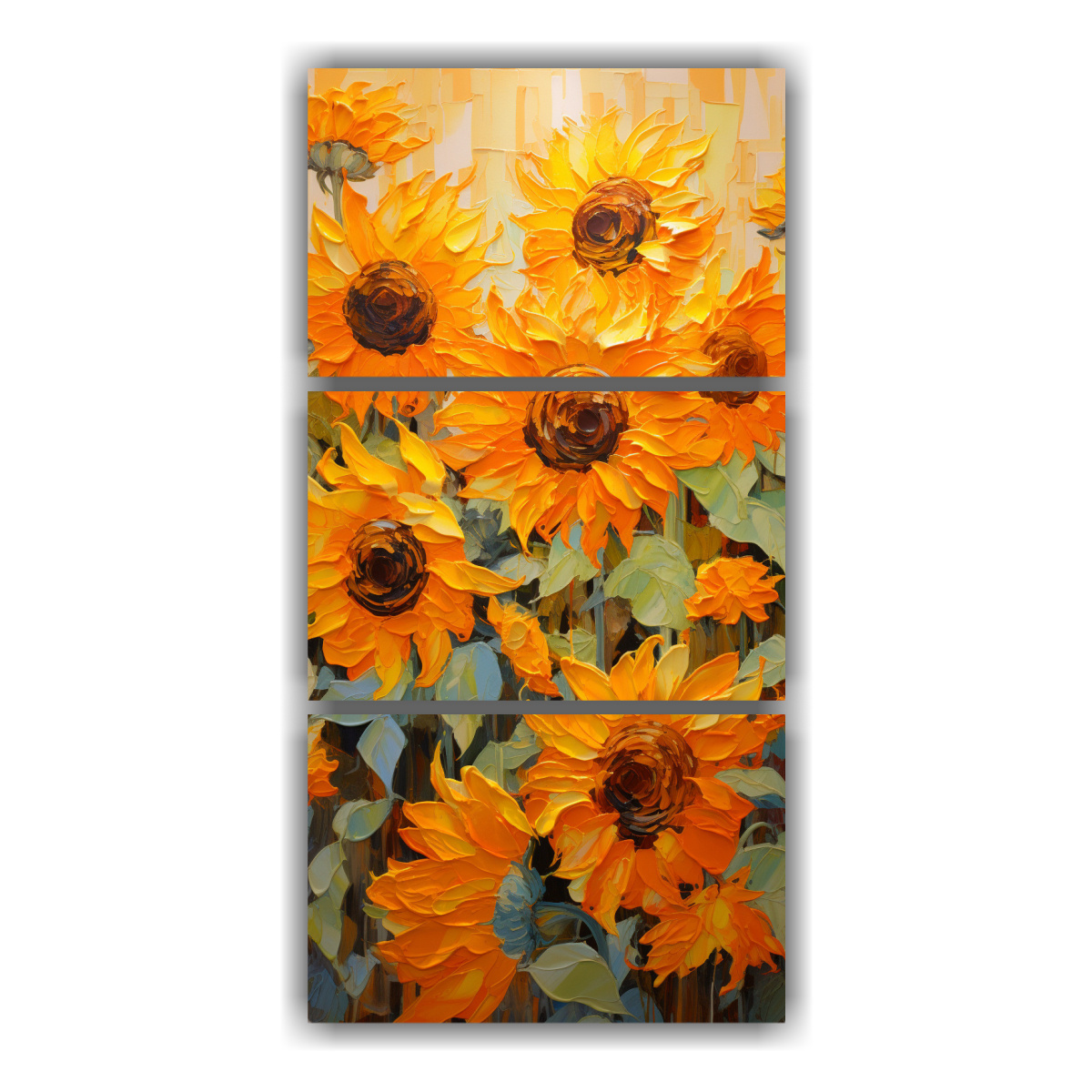 Cuadro De Girasoles Naranjas En Lienzo DecoCuadros