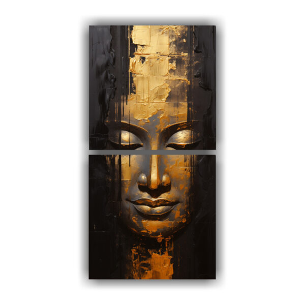 Cuadros Decorativos Abstractos Estilo Oro Y Negro Con Rostro Feliz De