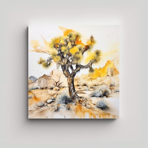 Cuadro Abstracto Joshua Tree En Amarillo Y Blanco Para Decoraci N