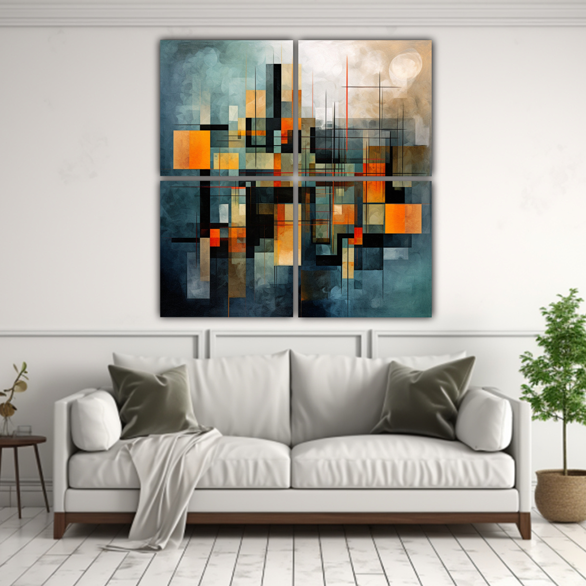 Cuatro Telas En Bastidor Arte Geom Trico Abstracto Compra Online En