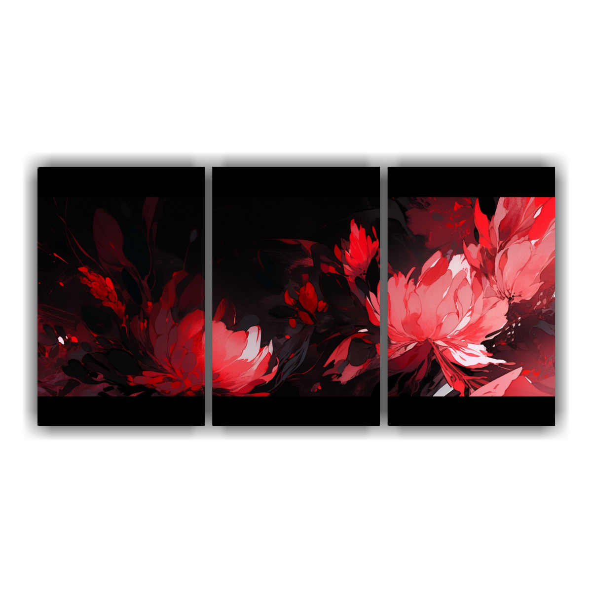 Conjunto Lienzos Tela Abstracto Rojo Y Negro Neonoir Atmosfera Estilo