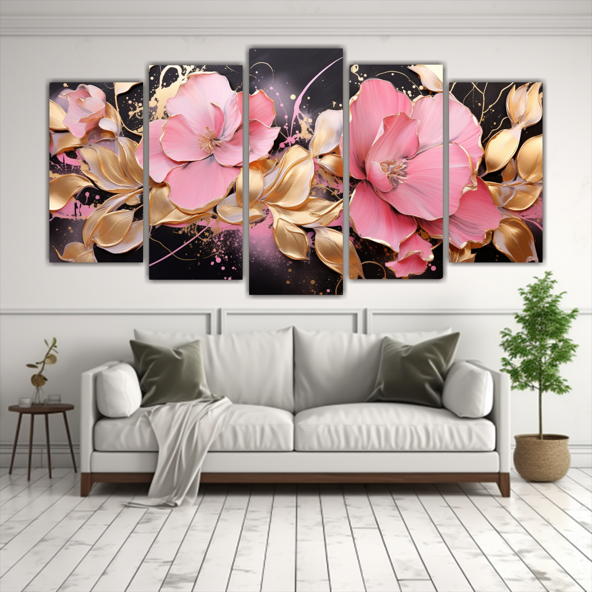 Cuadro Decorativo Estilo Neonoir Con Elegancia Y Colores Dorado Y Rosa