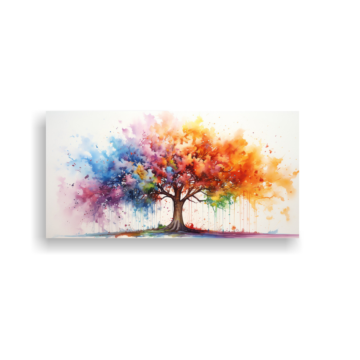 Cuadro Pintura Abstracta De árbol De álamo En Colores Del Arcoíris