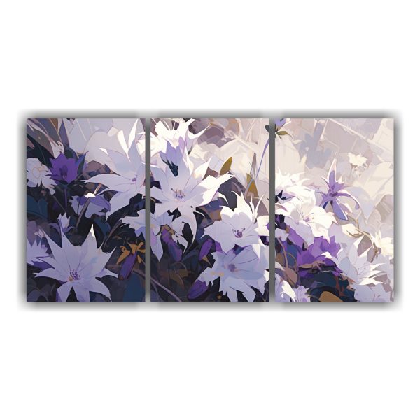 Pintura De Flores Moradas Y Blancas En Lienzo Arte De Pared Estilo