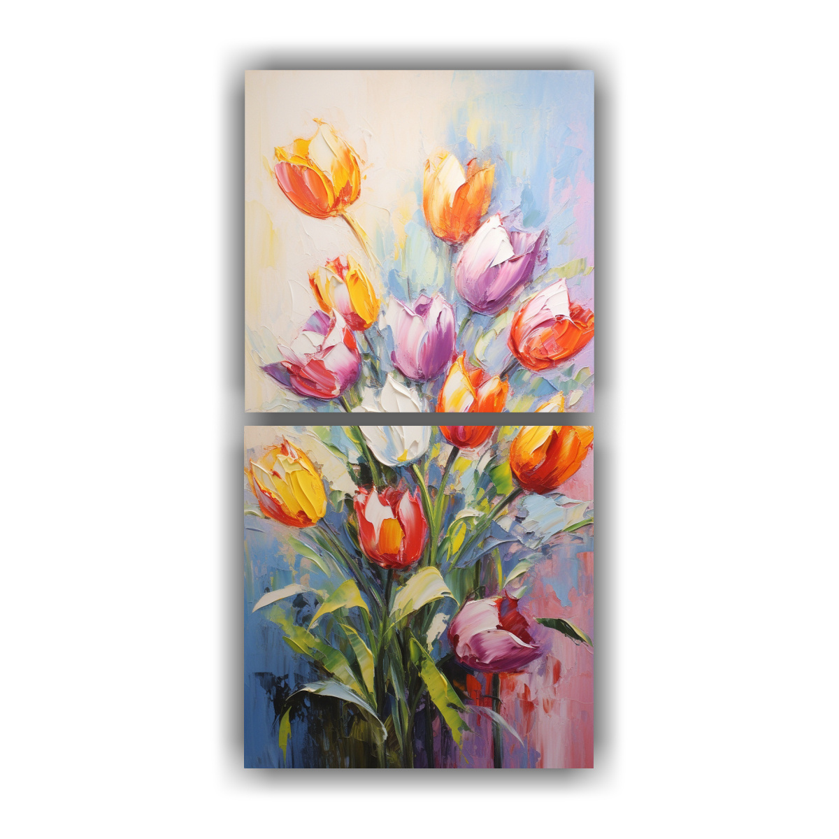 Cuadro De Tulipanes De Colores Vibrantes En Lienzo Decocuadros