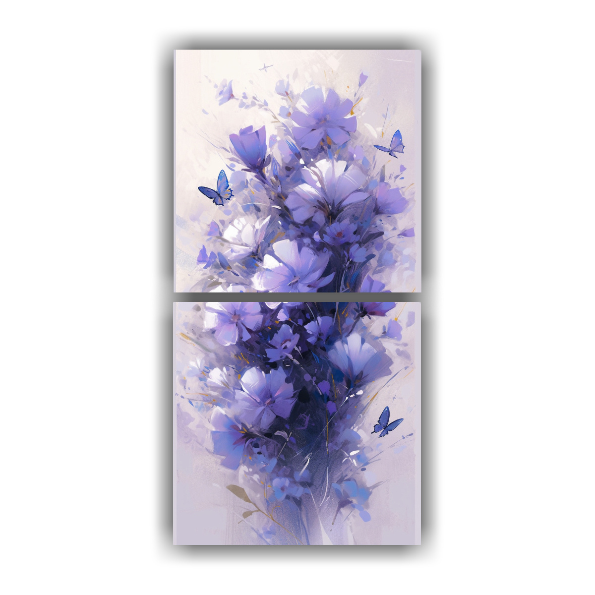 Cuadro Hermoso Reflejo Morado Y Plata De Flores En Lienzo Decocuadros