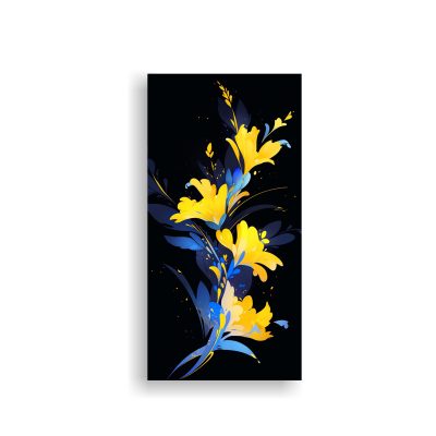 Cuadro Decorativo Moderno Equilibrio Amarillo Y Azul Atmosfera Neonoir