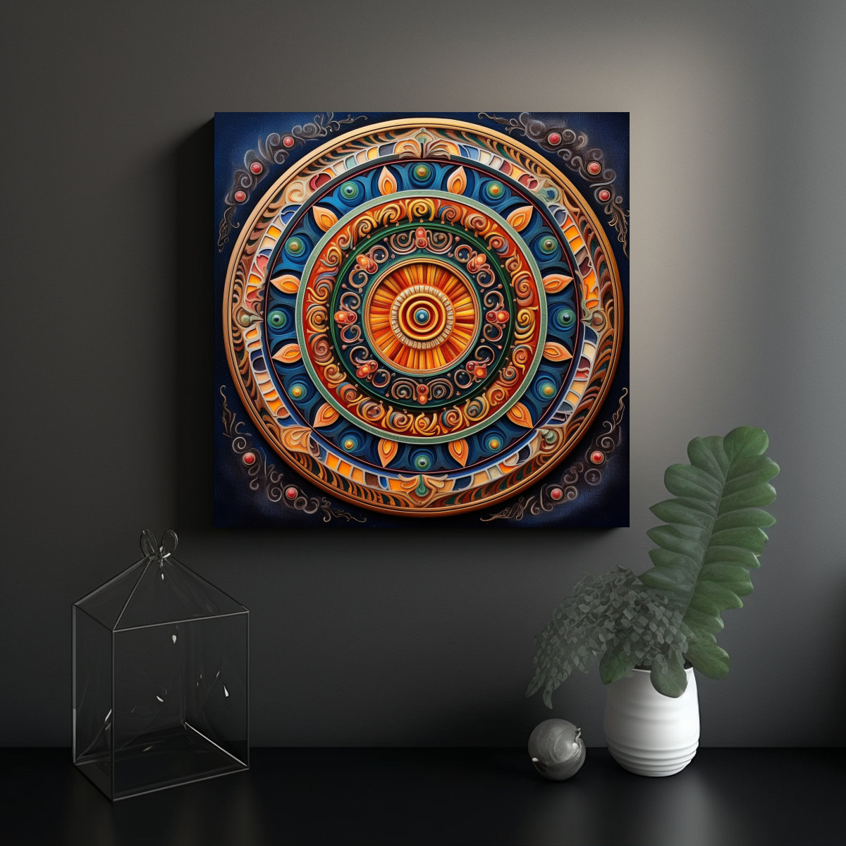 Cuadro De Tela Mandala Moderno En Bastidor De Madera Decocuadros