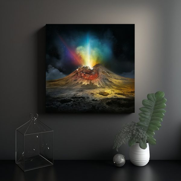 Cuadro Tela Canvas Vitalidad Erupción Volcánica Arcoíris Nocturno