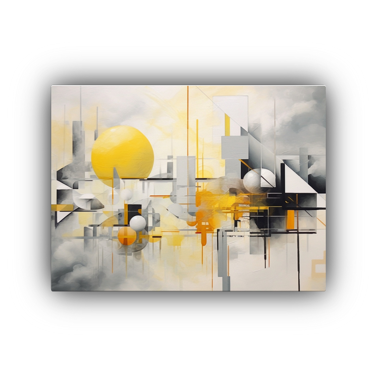 Cuadro Decorativo Abstrakt Geometría Amarillo Moderno Decocuadros