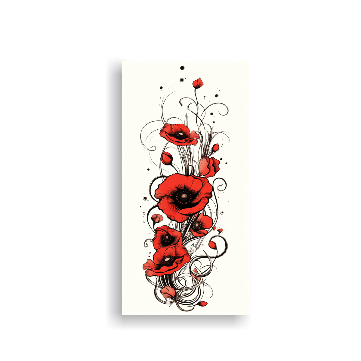 1-cuadro-abstracto-espiral-de-diez-amapolas-rojas-y-peque-o-cr-neo-negro