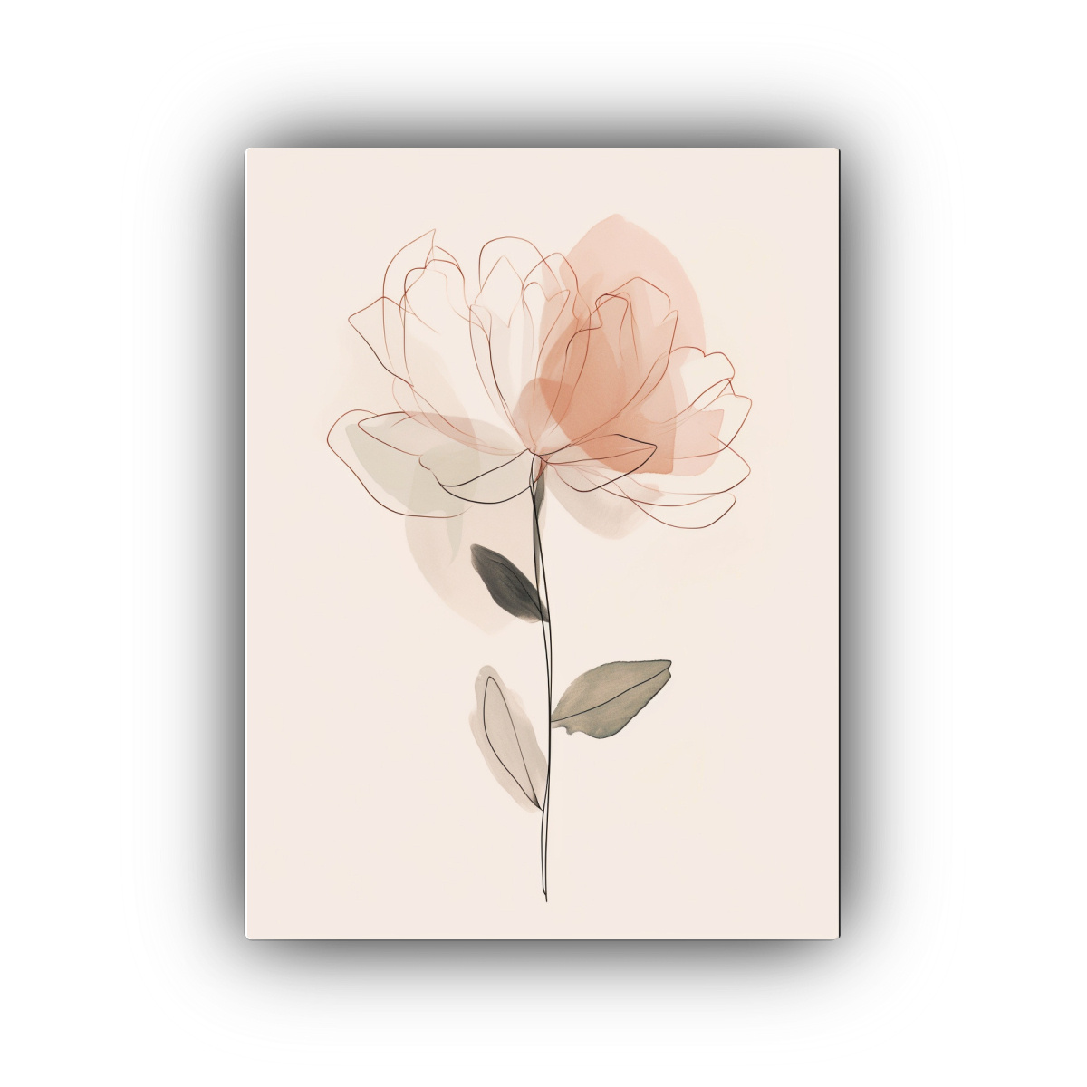 1 Pieza Vanguardia Esquema De Flor De Loto Abstracta Minimalista En Tonos Taupe Con Pinturas De Decoración W