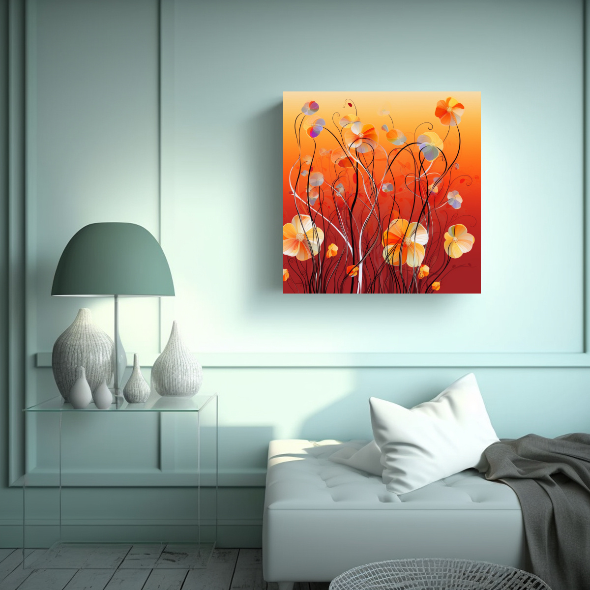 arte-abstracto-flores-lineales-en-bastidor-tonalidades-rojas-y-amarillas-1