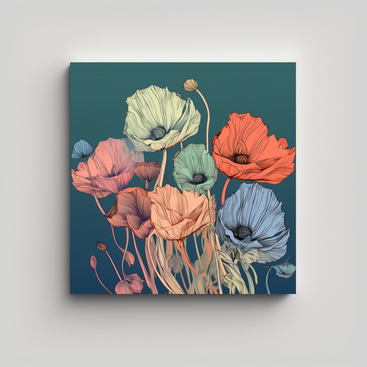 arte-de-l-nea-floral-bot-nica-colorida-lienzo-composici-n-actual