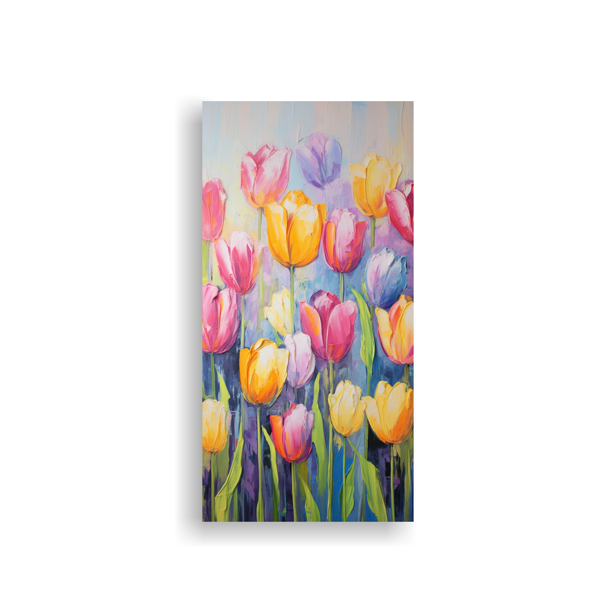 arte-de-pared-cuadro-impacto-visual-con-flores-tulipanes-en-colores-del-arco-ris-en-lienzo