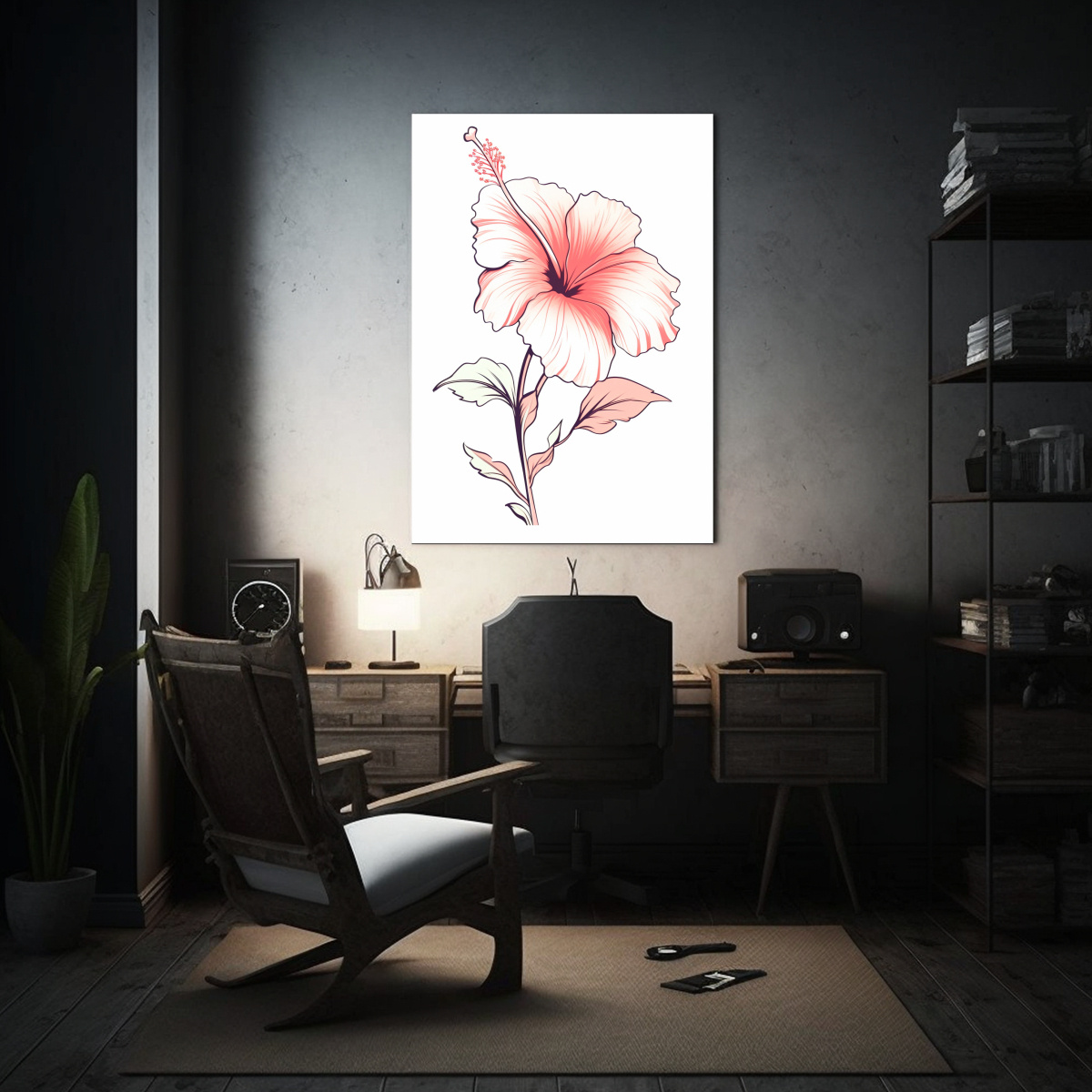 arte-de-pared-de-hibiscus-flor-clip-art-l-pices-de-colores-dibujo-simple-1
