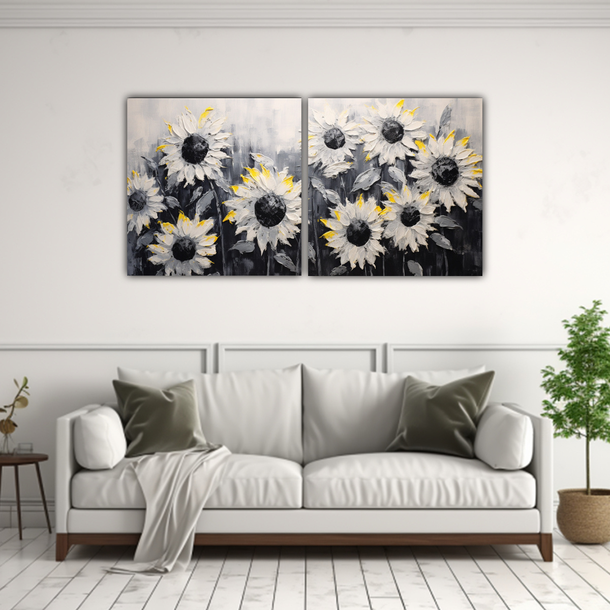 arte-de-pared-moderno-espacio-flores-de-girasol-negras-en-lienzo-estilo-1