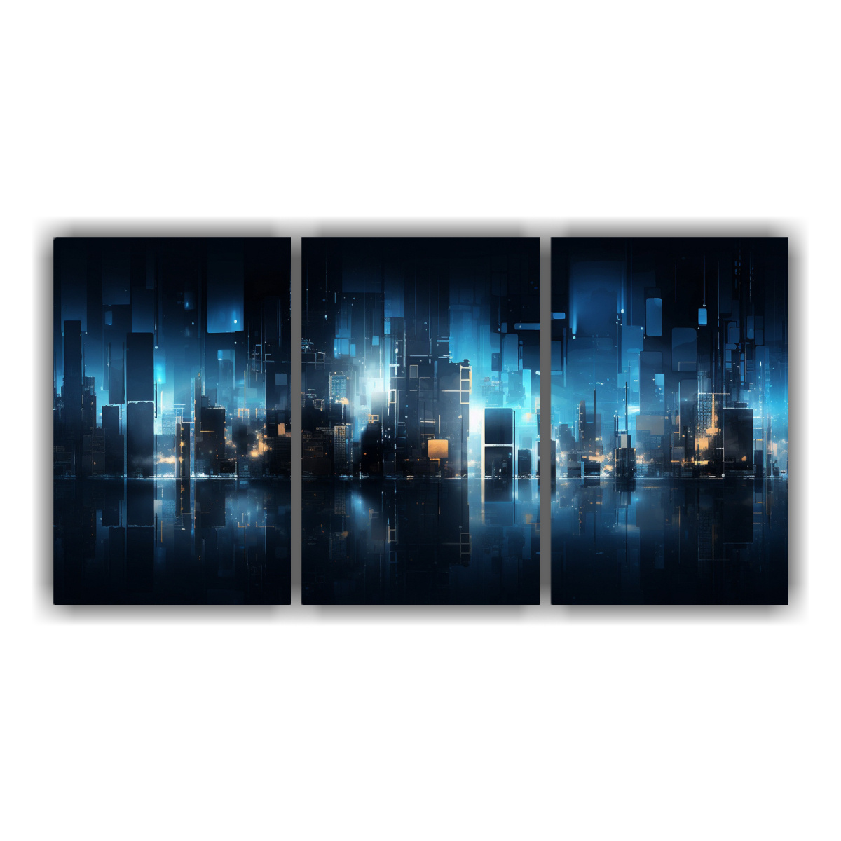 arte-de-pared-set-3-canvas-tonos-comedor-azul-y-gris-ciudad-nocturna-axinom-trica-digital-abs