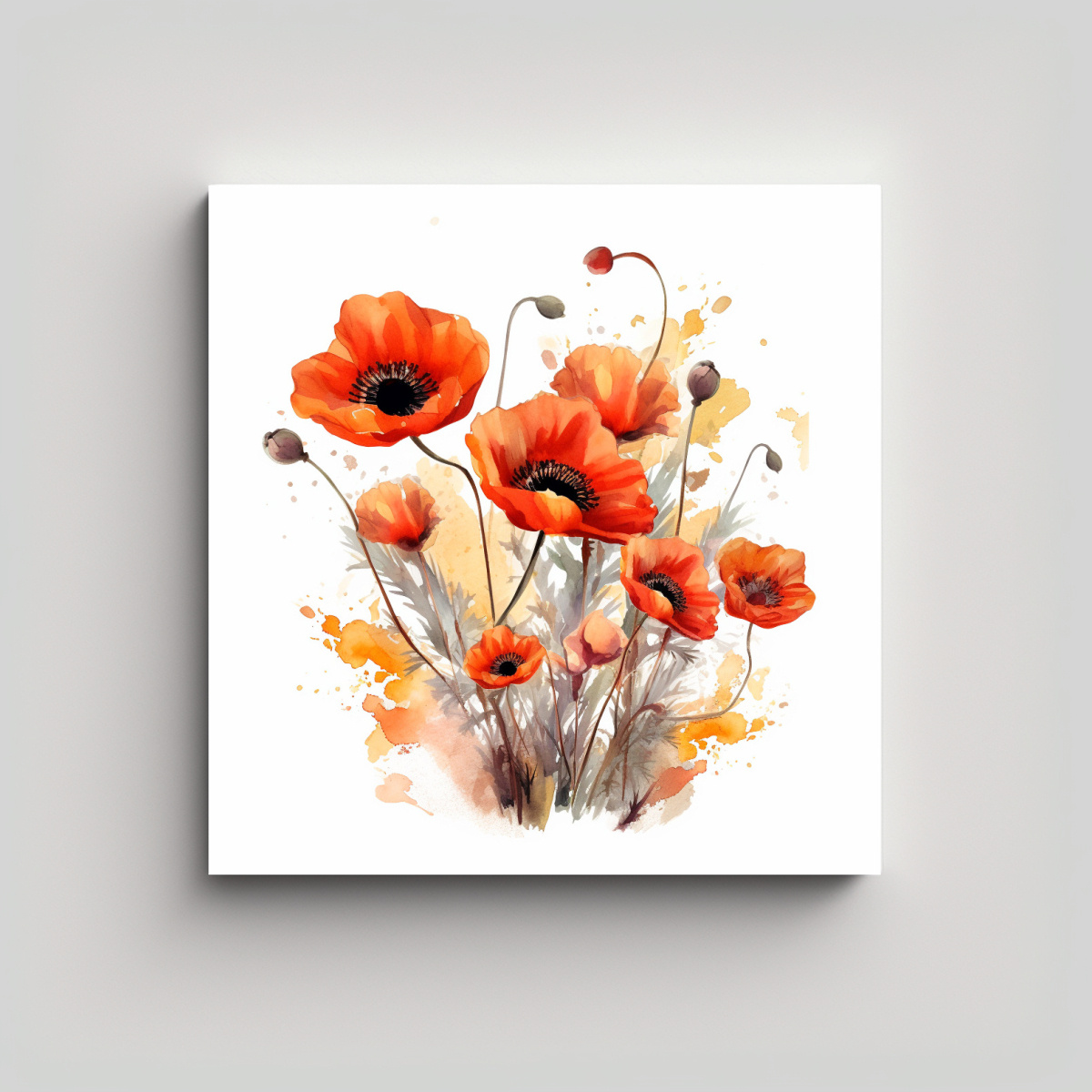 arte-de-pared-surrealista-con-amapolas-en-estilo-clipart-y-fondo-blanco