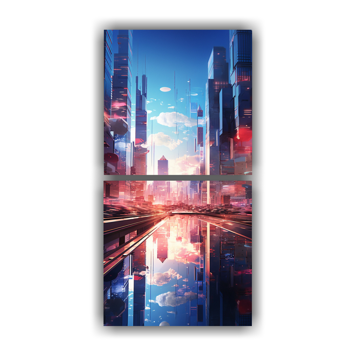 arte-de-pared-tema-exclusivo-con-vista-urbana-y-luz-matutina-reflejada