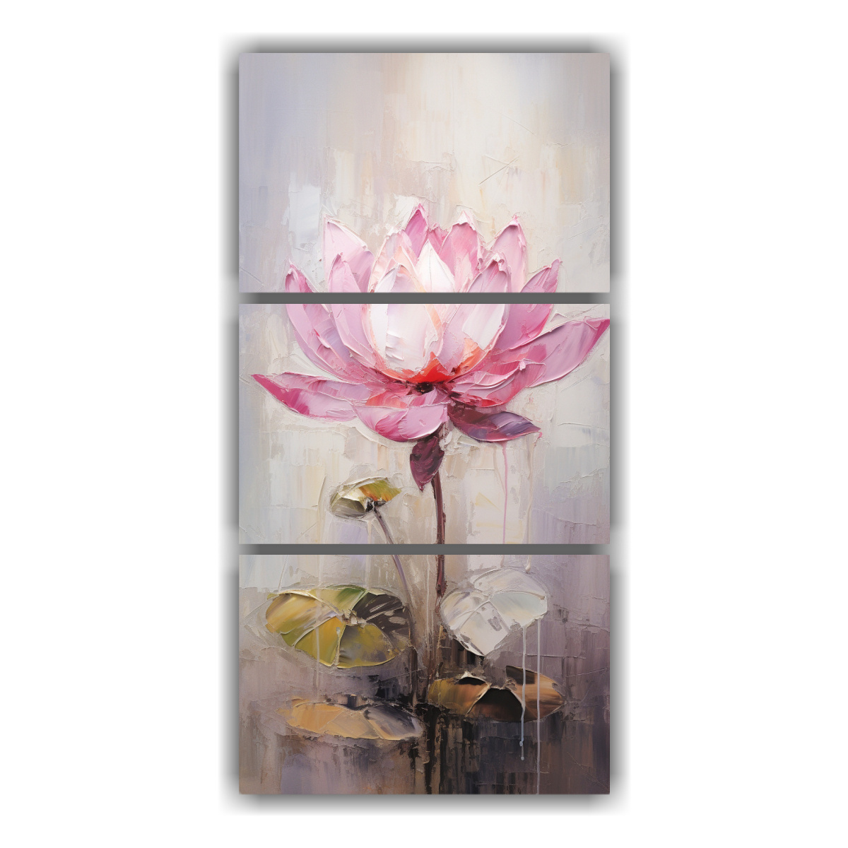 arte-de-pared-vertical-loto-rosa-estilo-pintura-sobre-lienzo-