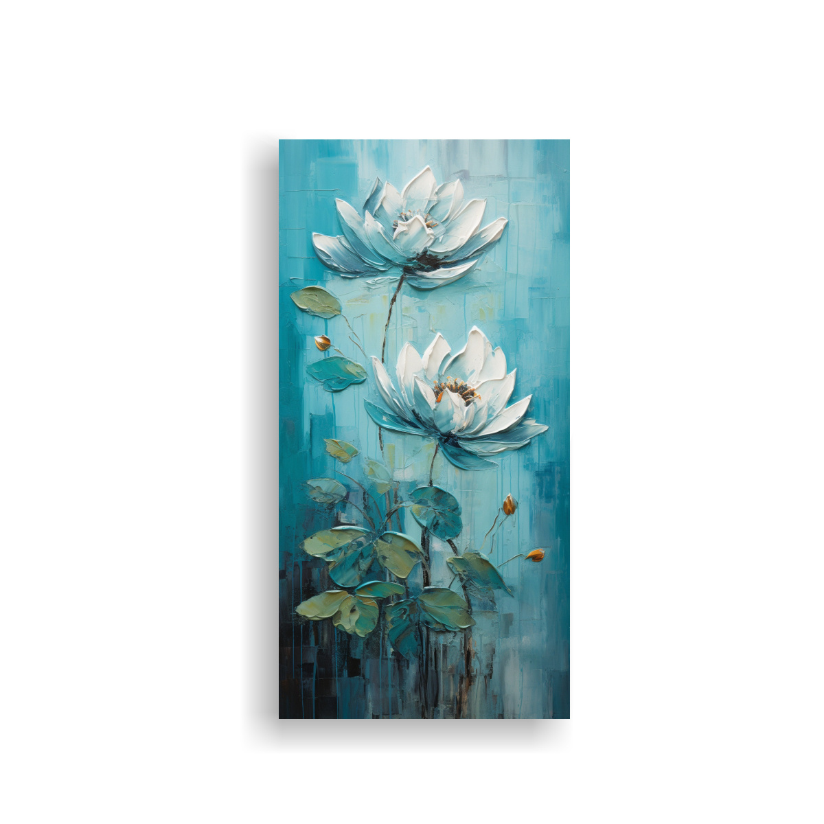 arte-decorativo-moderno-lienzo-loto-turquesa-estilo