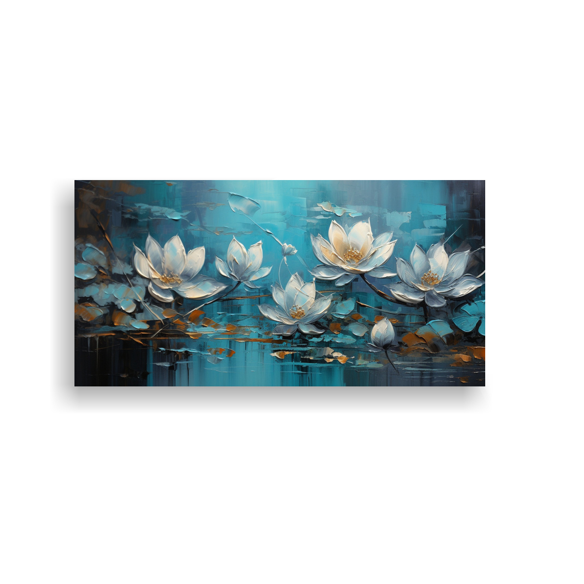 arte-exuberante-pintura-turquesa-de-loto-en-lienzo