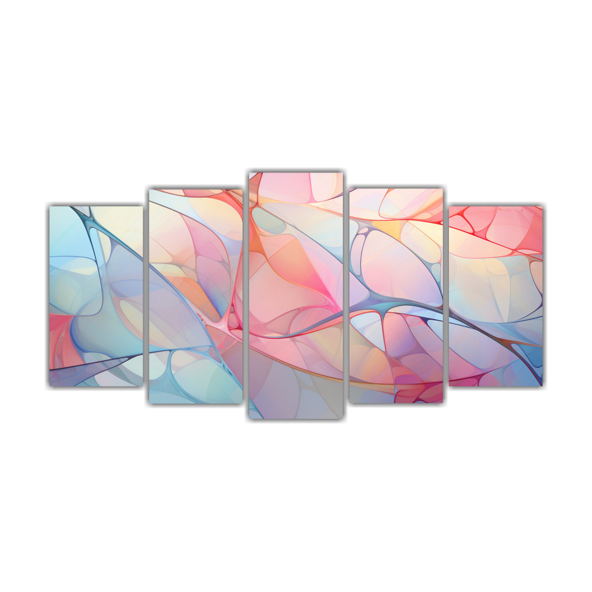 arte-ilustrativo-de-composici-n-abstracta-en-estilo-de-vidrieras-5-lienzos-con-armon-a-crom-tica