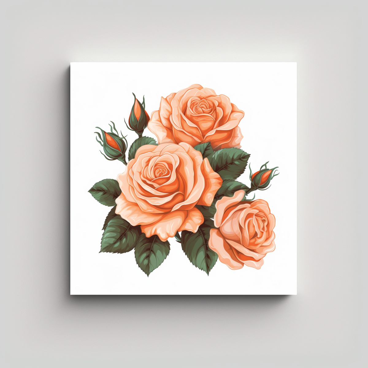 arte-mural-floral-rosa-calida-para-comedor-en-fondo-blanco