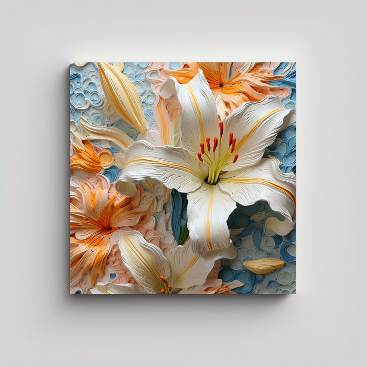 arte-pared-3d-colorido-lirio-pigmento-lienzo-luz-blanca-decorativo