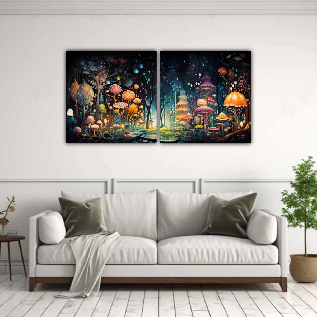 arte-pared-acuarela-cuentos-m-gicos-del-bosque-encantado-pinturas-decorativas-1