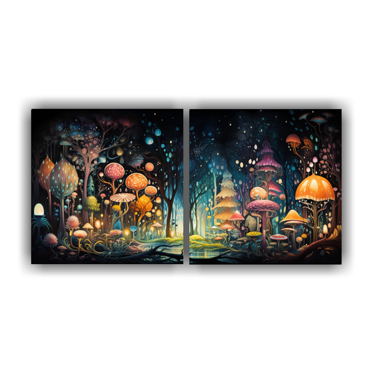 arte-pared-acuarela-cuentos-m-gicos-del-bosque-encantado-pinturas-decorativas