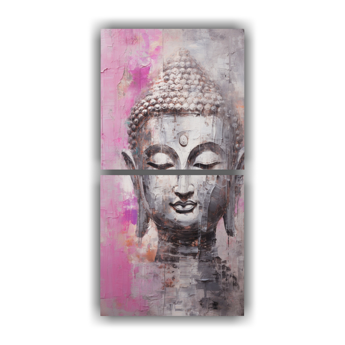 artes-de-pared-creativa-pop-art-buda-abstracto-plata-y-rosa
