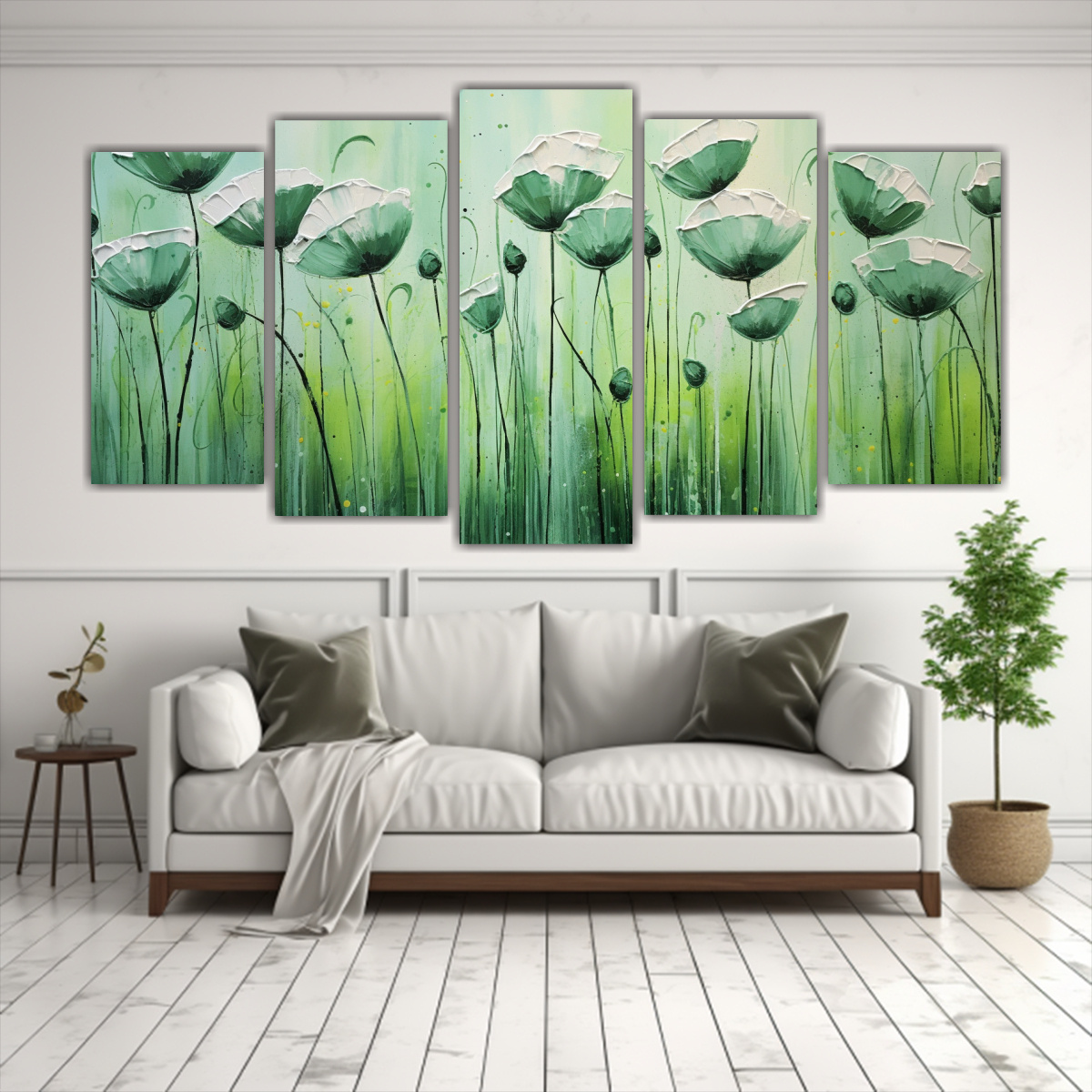 artes-de-pared-tonos-verdes-con-amapolas-cuadro-en-lienzo-1