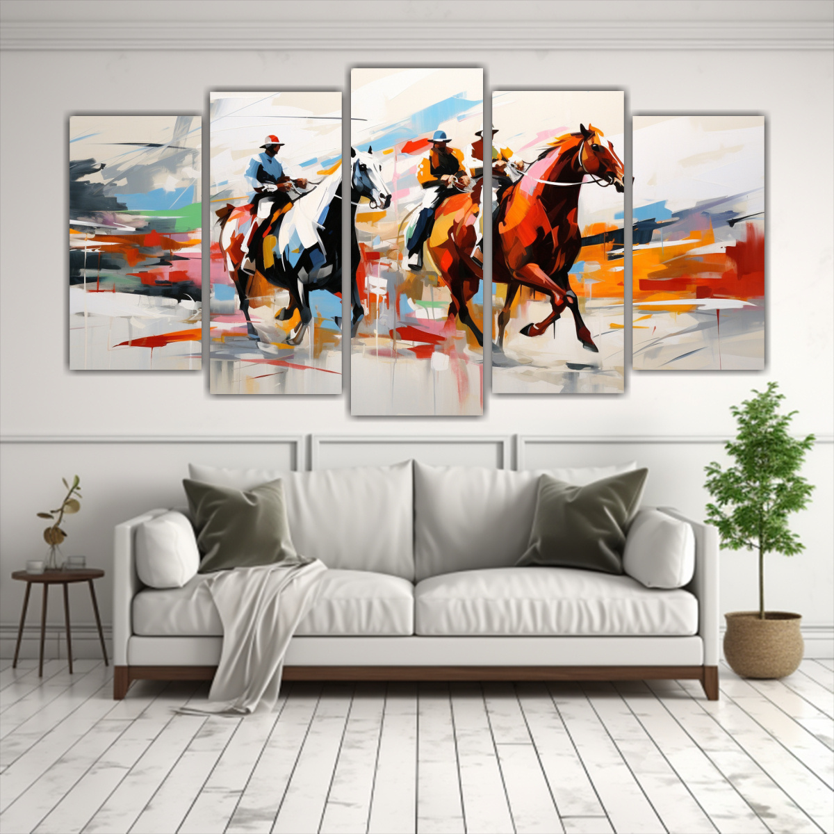 artes-de-pared-vanguardia-pintura-abstracta-de-personas-en-caballos-1