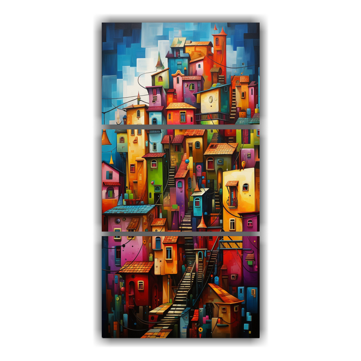 artes-moderno-bastidor-madera-pinturas-ciudades-abstractas