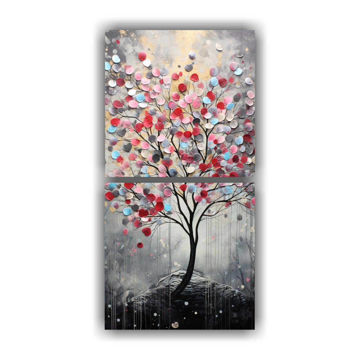 artes-tema-intensidad-cuadro-de-rbol-en-colores-vibrantes-y-plateados