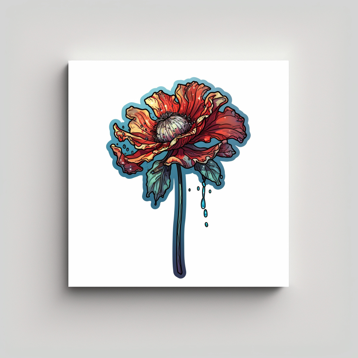 Bastidor De Tela Abstracto Duradero Calcomanía De Flor Marchita