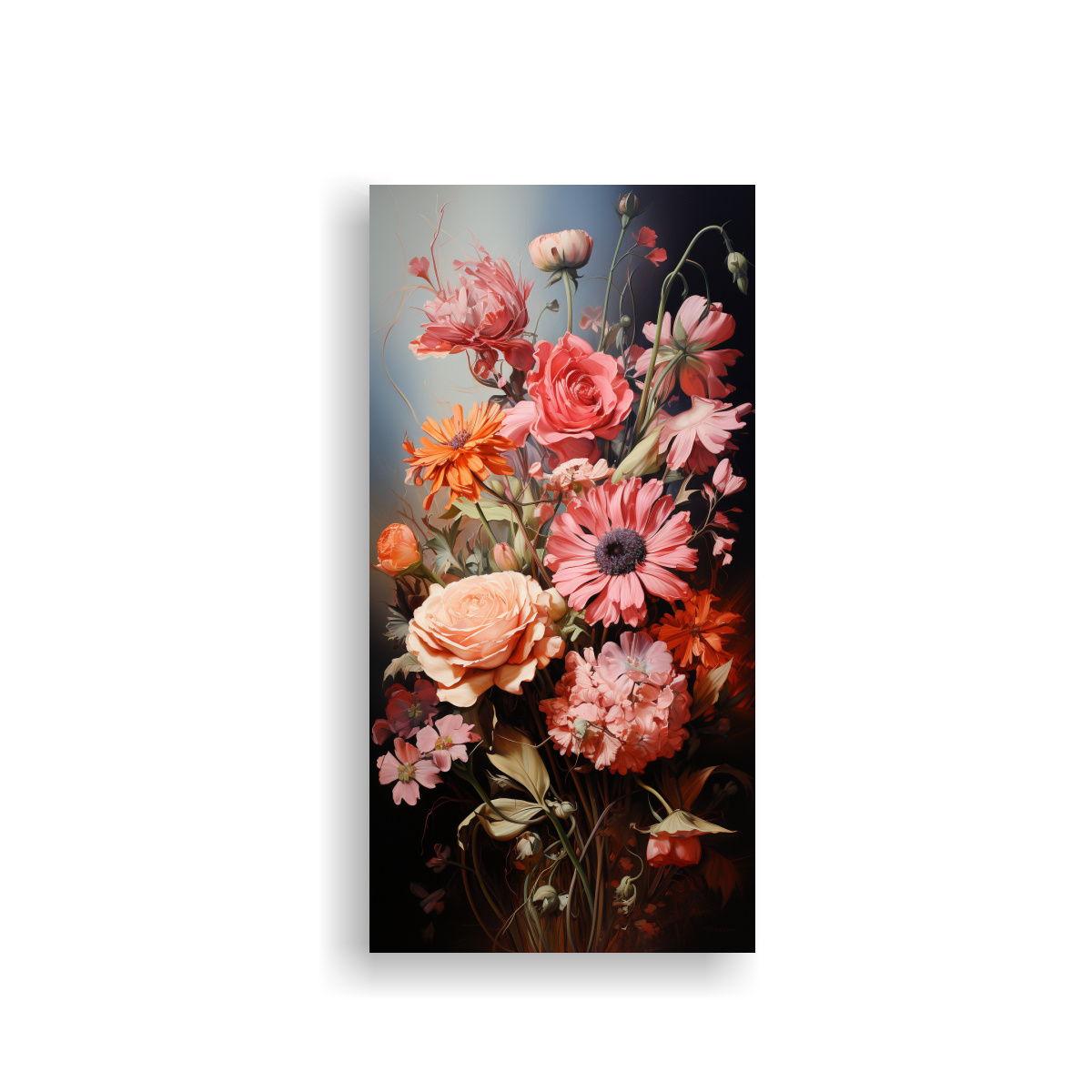 bouquet-de-flores-rosas-luminosas-en-una-cuadro-de-arte-decorativa