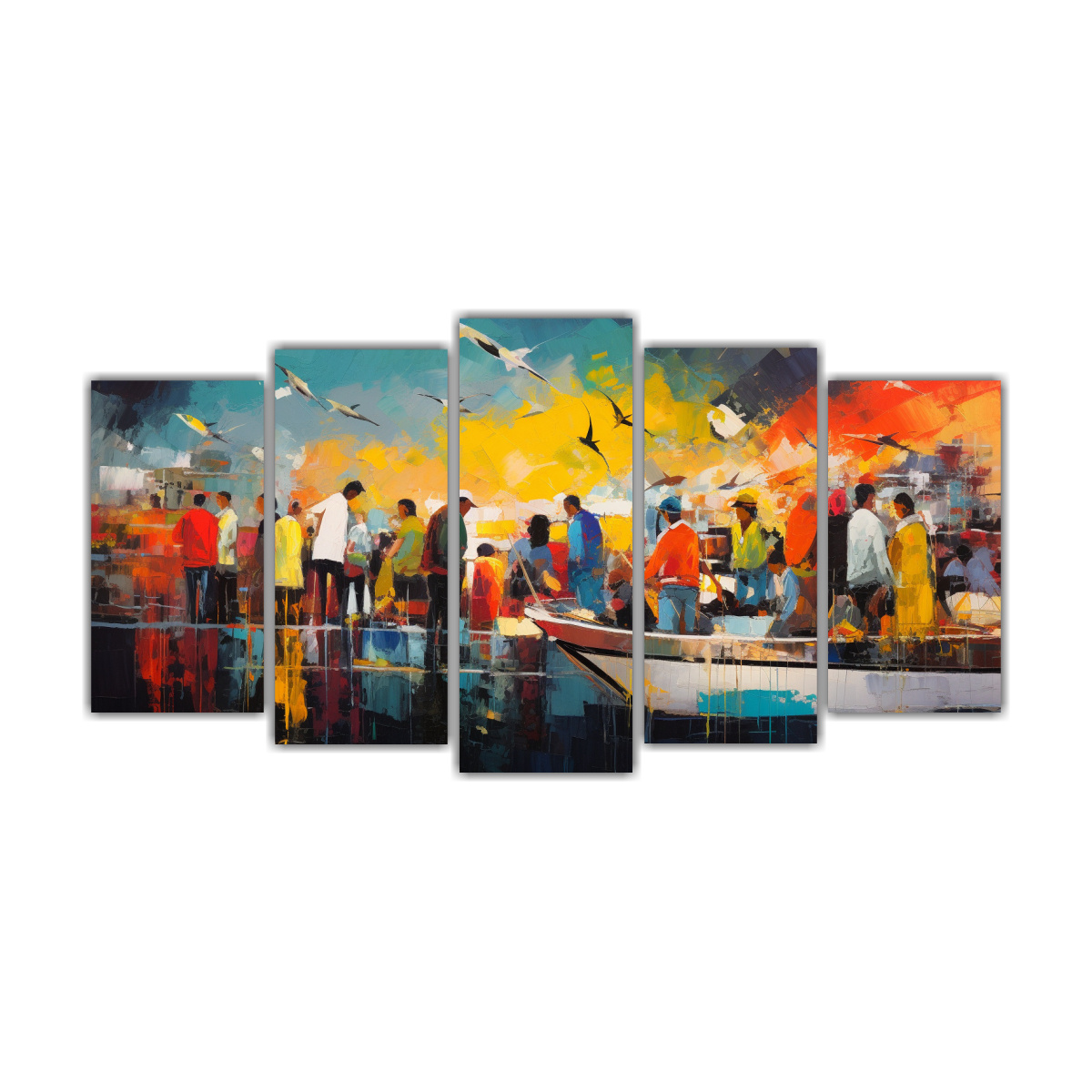 cinco-artes-de-pared-vanguardia-impresionante-interpretaci-n-abstracta-de-la-energ-a-vibrante-de-la-pintura-decorativa