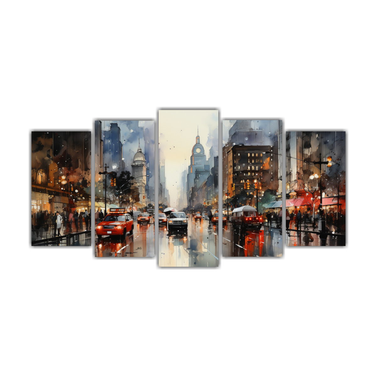 cinco-cuadros-dise-o-relieve-de-una-pintura-acuarela-de-una-escena-de-la-ciudad-dar