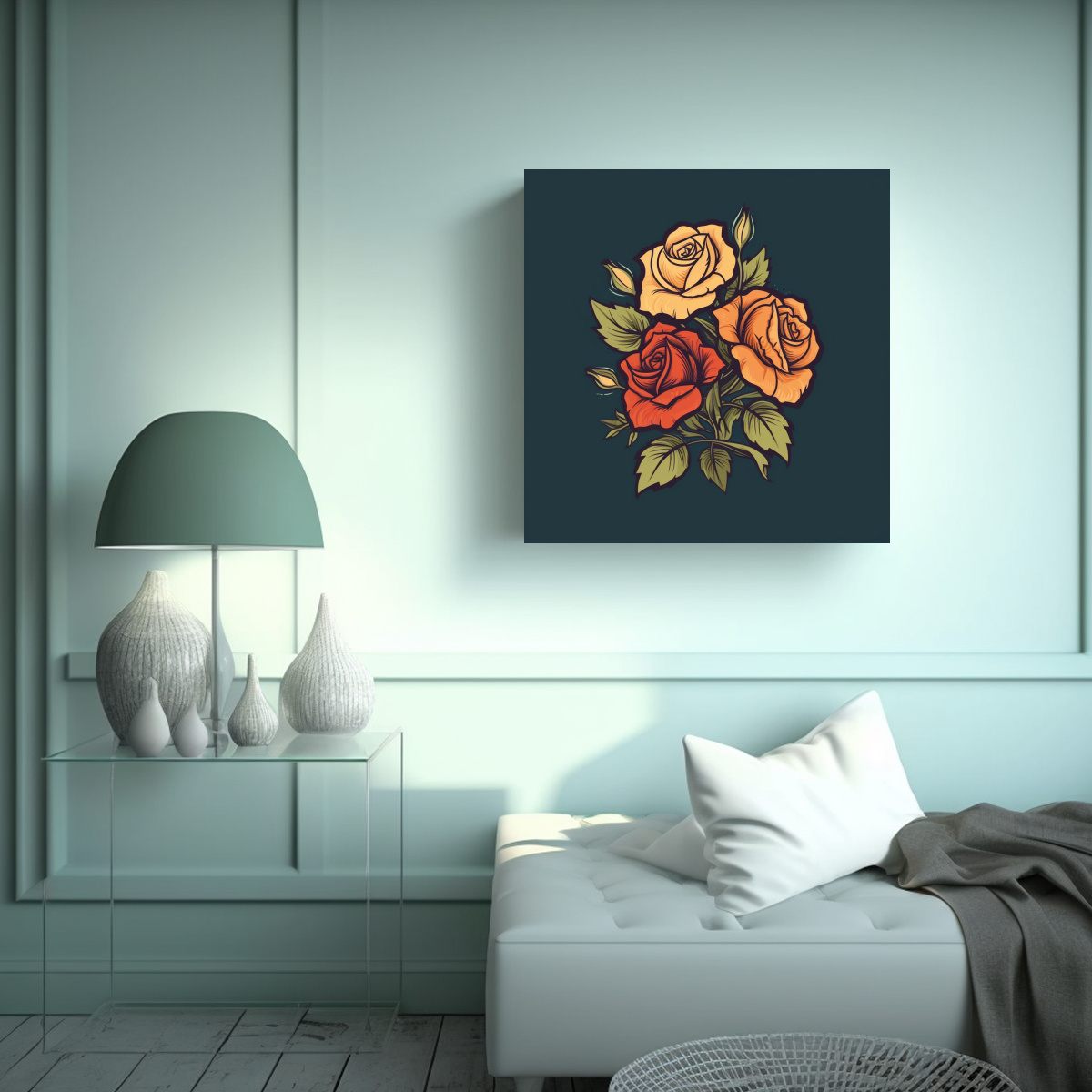composici-n-cultural-de-arte-de-pared-dise-o-retro-con-tema-de-rosas-1